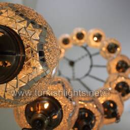Turkish Mosaic Water Drop Chandelier - 11 Large Globe Ottoman Ceiling Lamp - H11 - thumbnail 3