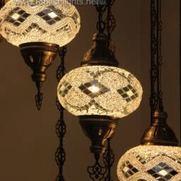 Turkish Mosaic Water Drop Chandelier - 11 Large Globe Ottoman Ceiling Lamp - H11 - thumbnail 2