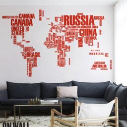 Large World Map Wall Decal With All Country Names - Globe Vinyl Art Mural Wall Art Sticker For Playroom, Nursery, Kids Room Wm008 - thumbnail 2