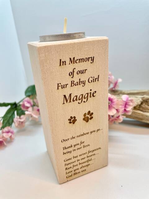 Candle Holder For Tea Light in Memory Of A Loved One Or Lost Pet Personalised With Your Own Words Poem - 13 cm Tall - image 1