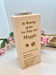 Candle Holder For Tea Light in Memory Of A Loved One Or Lost Pet Personalised With Your Own Words Poem - 13 cm Tall - thumbnail 1