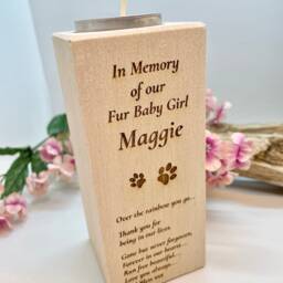 Candle Holder For Tea Light in Memory Of A Loved One Or Lost Pet Personalised With Your Own Words Poem - 13 cm Tall - thumbnail 3