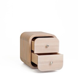 Bedside Table With Two Drawers in Whitened Oak, Wood Bedroom Storage Wit Soft Closing Drawers, Nightstand, Side Handmade Furniture - thumbnail 4