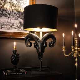 Ram Skull Table Lamp - Gothic Home Decor Handmade By The Blackened Teeth