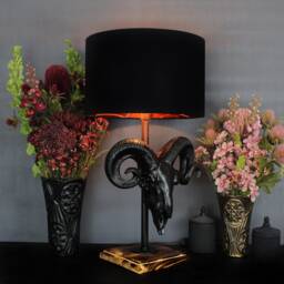 Ram Skull Table Lamp - Gothic Home Decor Handmade By The Blackened Teeth - thumbnail 4