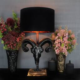 Ram Skull Table Lamp - Gothic Home Decor Handmade By The Blackened Teeth - thumbnail 2