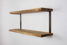 Heavy Duty Shelving - Oil Rubbed Bronze Color Double Shelf Brackets With Shelves Industrial Bathroom - thumbnail 1