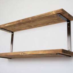 Heavy Duty Shelving - Oil Rubbed Bronze Color Double Shelf Brackets With Shelves Industrial Bathroom - thumbnail 3