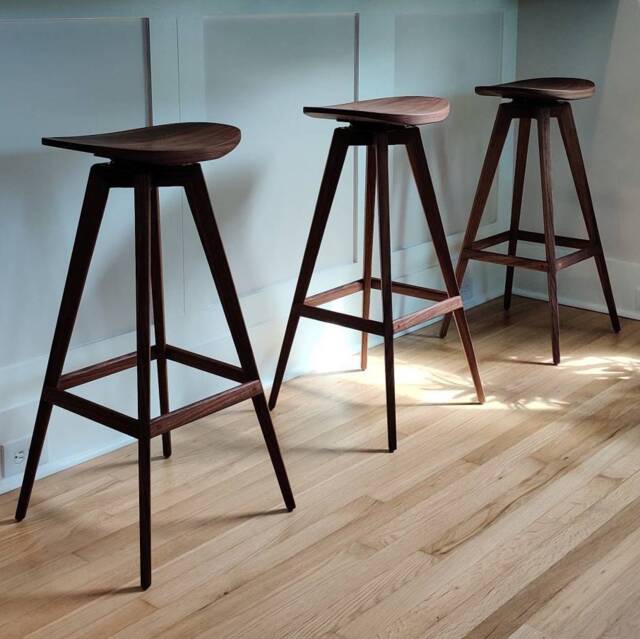 Solid Wood Swivel Bar Stool - Cupped Seat, Usa Made - image 1