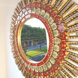 Fine Lime Mirror 78 cm Red Interior Decoration - Wall Home Decoration- Decorative Mirrors - thumbnail 3