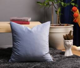 Baby Blue Velvet Pillow Cover, Light Decorative Cushion - thumbnail 1
