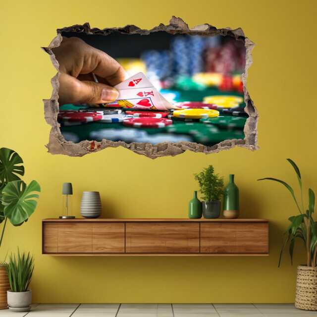 Poker Cards Chips Casino Wall Sticker Mural Decal Print Art Home Decor Bt2 - image 1