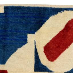 Love Rug Abstract Red & Blue Hand-Woven Wool Tulu - thumbnail 2