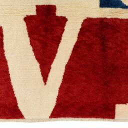 Love Rug Abstract Red & Blue Hand-Woven Wool Tulu - thumbnail 4