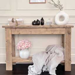 Reclaimed Wood Console Table - Rustic Farmhouse Hallway Shelf - Handmade UK - thumbnail 2