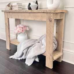 Reclaimed Wood Console Table - Rustic Farmhouse Hallway Shelf - Handmade UK - thumbnail 3