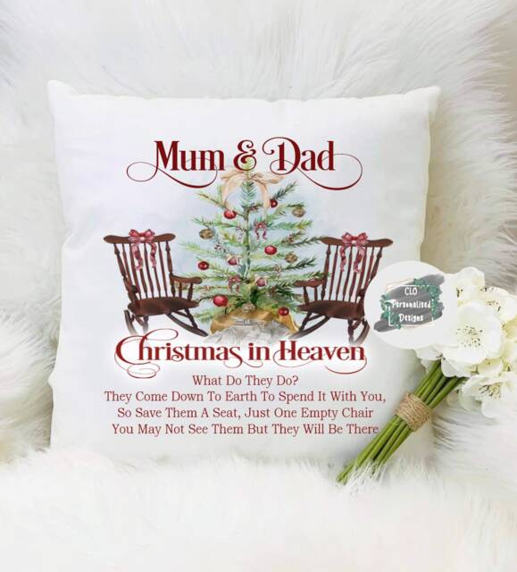 Personalised Christmas in Heaven Memorial Pillow, Bereavement Gift - image 1