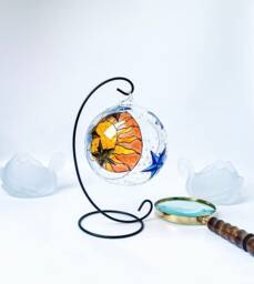Hand Painted Sun & Moon Glass Candle Holder Celestial Decor
