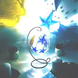 Hand Painted Sun & Moon Glass Candle Holder Celestial Decor - thumbnail 2
