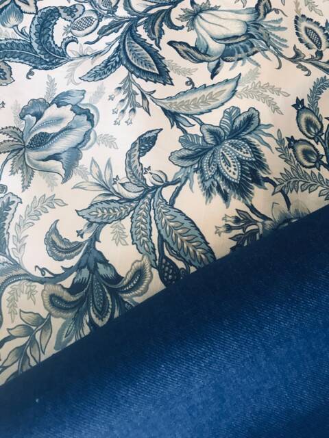 Indigo Paisley Lumbar Pillow Cover - Designer Cotton, Blue Cream - 14x24 - image 1