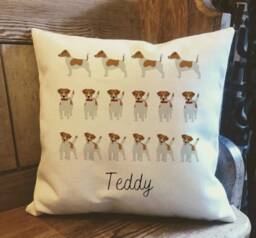 Personalised Jack Russell Dog Country Canvas Cushion - Customised Owner & Lover Linen Puppy Cover With Inner Filler - thumbnail 1