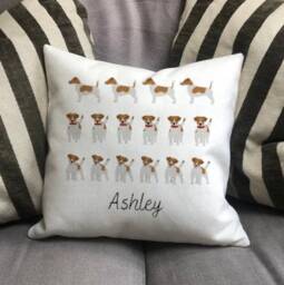 Personalised Jack Russell Dog Country Canvas Cushion - Customised Owner & Lover Linen Puppy Cover With Inner Filler - thumbnail 3