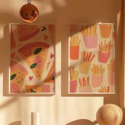 Set Of 2 Pizza & Fries Prints - Matching Kitchen Art, Fun Poster - thumbnail 3