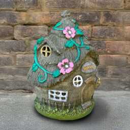 Handcrafted Concrete Fairy House Sculpture Outdoor Cement Cottage Ornament Stone Cute Figure Garden Statue Yard Art Gift - thumbnail 2