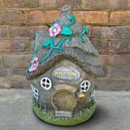 Handcrafted Concrete Fairy House Sculpture Outdoor Cement Cottage Ornament Stone Cute Figure Garden Statue Yard Art Gift
