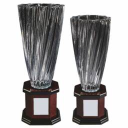 Crystal Vase Award On Wooden Base - Personalized Engraving - thumbnail 2