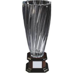 Crystal Vase Award On Wooden Base - Personalized Engraving - thumbnail 3