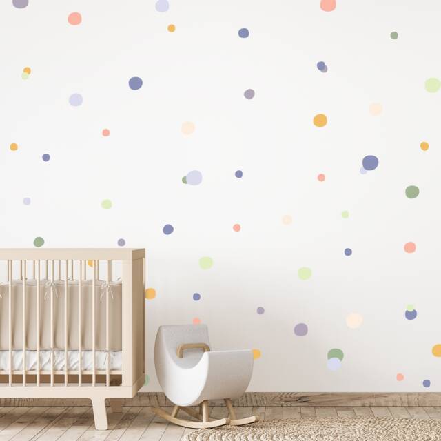 Hand Drawn Pastel Polka Dot Wall Stickers Boho Repositionable Decals - image 1