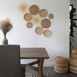 Hand Woven Bamboo Wall Art Set, Boho Wicker Decor - Set Of 10 - thumbnail 3