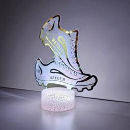 Personalised Football Boot Mirror Led Night Light Desk Lamp Sign Gift Bedroom Decor - thumbnail 1