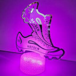 Personalised Football Boot Mirror Led Night Light Desk Lamp Sign Gift Bedroom Decor - thumbnail 3