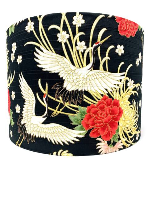Japanese Crane Lampshade Black & Gold Asian Light Shade - image 1