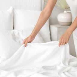 White Linen Flat Sheet - Classic Soft Stonewashed Bedding Natural Flax Top Layer Breathable All-Season Queen King Sizes - thumbnail 2