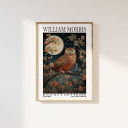 William Morris Owl Moon Print Vintage Botanical Exhibition Poster - thumbnail 1