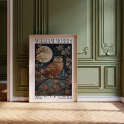 William Morris Owl Moon Print Vintage Botanical Exhibition Poster - thumbnail 3