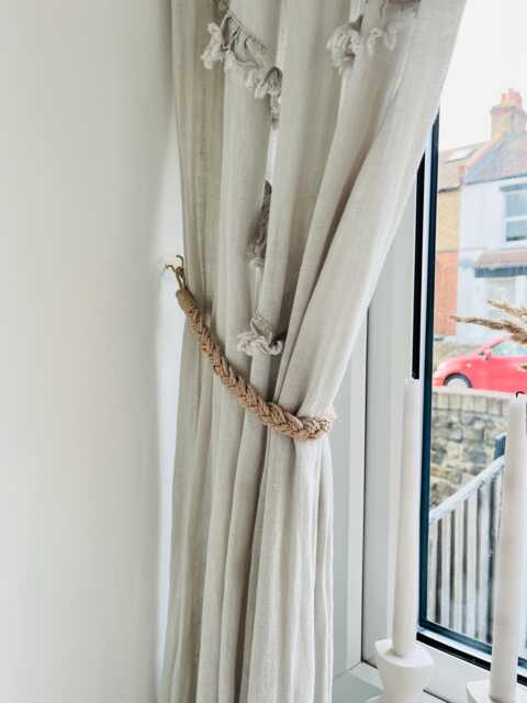 Braided Curtain Tie Back - Drapery Holdback Boho Minimalist Home D??cor Rustic Window Treatment Farmhouse Style - image 1