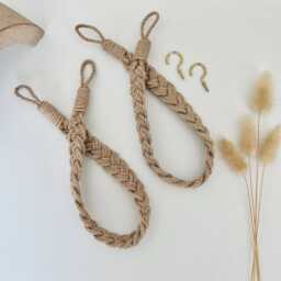 Braided Curtain Tie Back - Drapery Holdback Boho Minimalist Home D??cor Rustic Window Treatment Farmhouse Style - thumbnail 4