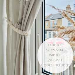 Braided Curtain Tie Back - Drapery Holdback Boho Minimalist Home D??cor Rustic Window Treatment Farmhouse Style - thumbnail 3