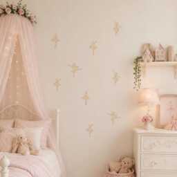 Wooden Ballerina - Boho Nursery Wall Decor Whimsical Bedroom Ballet Theme Decal Stickers- Girls - thumbnail 2