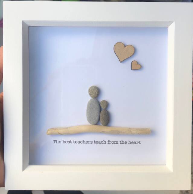 Teacher Gift, Gift For Her, Frame, Thank You Pebble Frame, The Best Teachers Teach From Heart