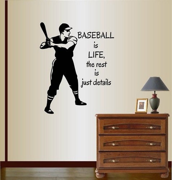 In-Style Decals Wall Vinyl Decal Home Decor Art Sticker Baseball Batter Player Sports Is Life Quote Boys Removable Mural Design 346 - image 1