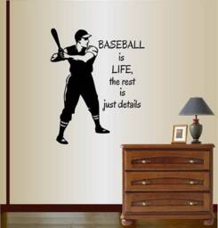 In-Style Decals Wall Vinyl Decal Home Decor Art Sticker Baseball Batter Player Sports Is Life Quote Boys Removable Mural Design 346 - thumbnail 1