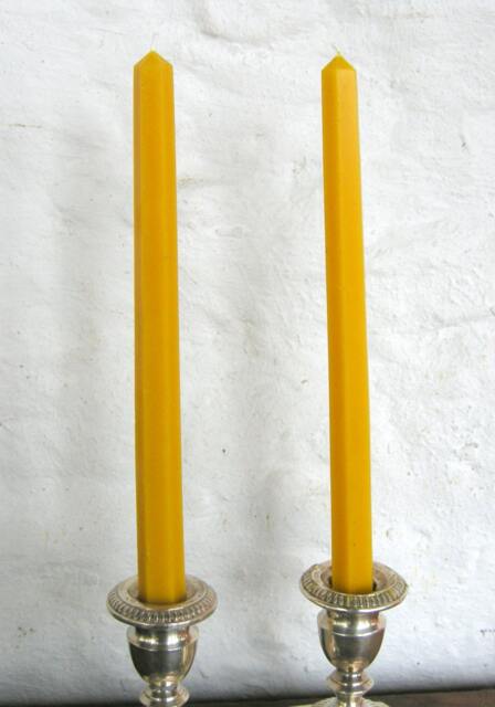 Pair Natural Beeswax Hexagonal Taper Candles Hand Crafted By The Beekeeper - image 1