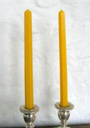 Pair Natural Beeswax Hexagonal Taper Candles Hand Crafted By The Beekeeper - thumbnail 1