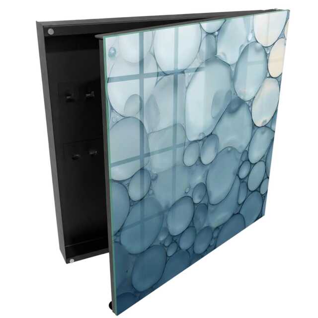 Blue Bubbles Wall Mounted Key Cabinet, Box For Wall, Abstract Textures, Lovers Of Peace & Elegance - image 1