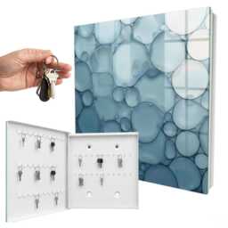 Blue Bubbles Wall Mounted Key Cabinet, Box For Wall, Abstract Textures, Lovers Of Peace & Elegance - thumbnail 2